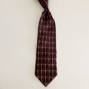 Vintage Rustica Red Brown Abstract Silk Tie fall autumn stripes preppy office